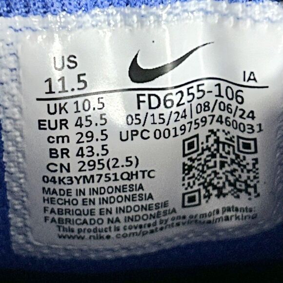 Nike Alpha Huarache Elite 4 Low MCS “White Blue” Mens Size 11.5 Baseball Cleats - Picture 8 of 8